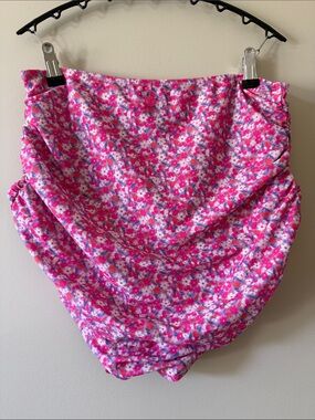 Floral Ruched Pink Bikini Bottoms